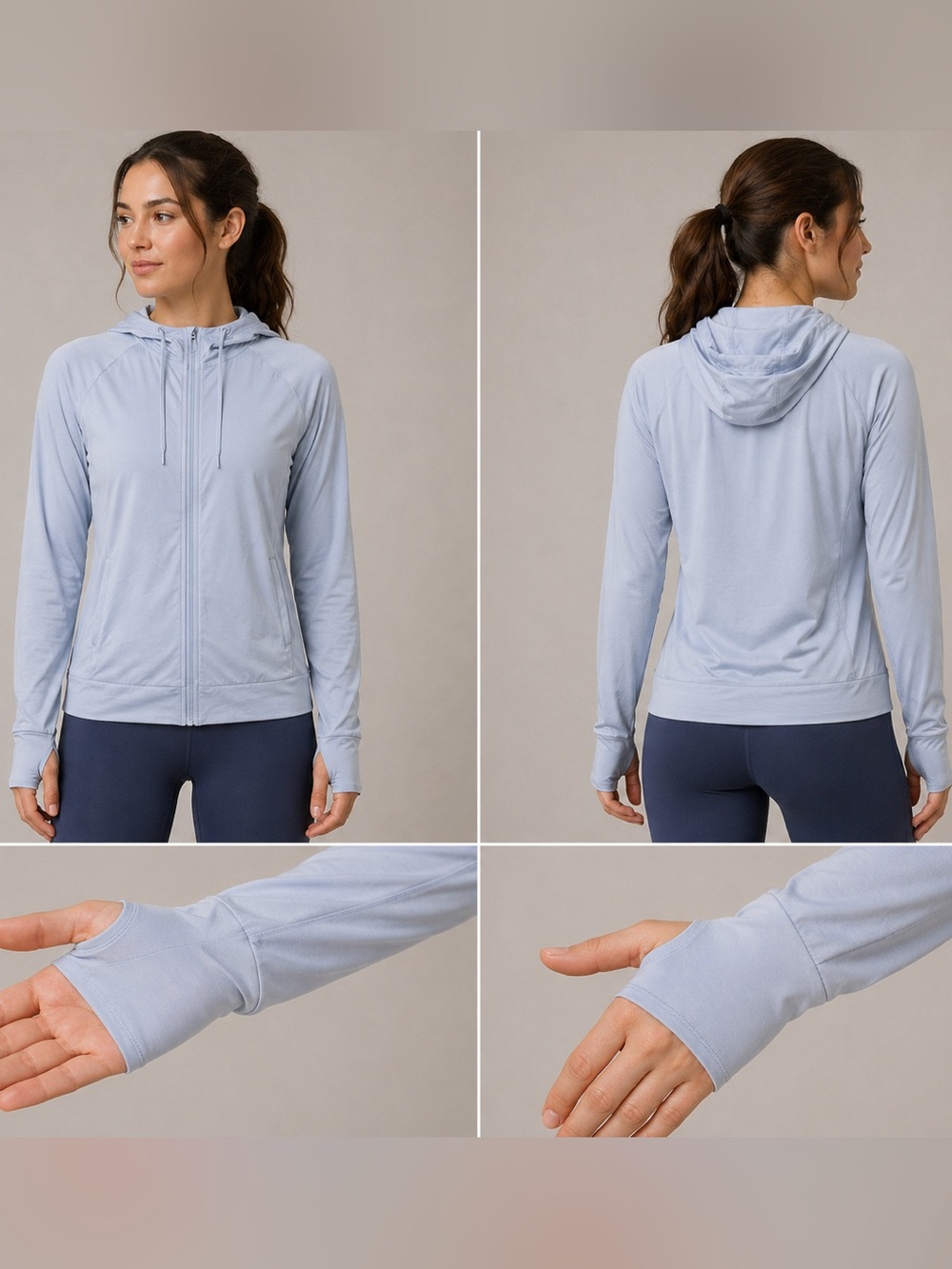 Mondetta Light Blue Hooded Zip-Up Active Jacket